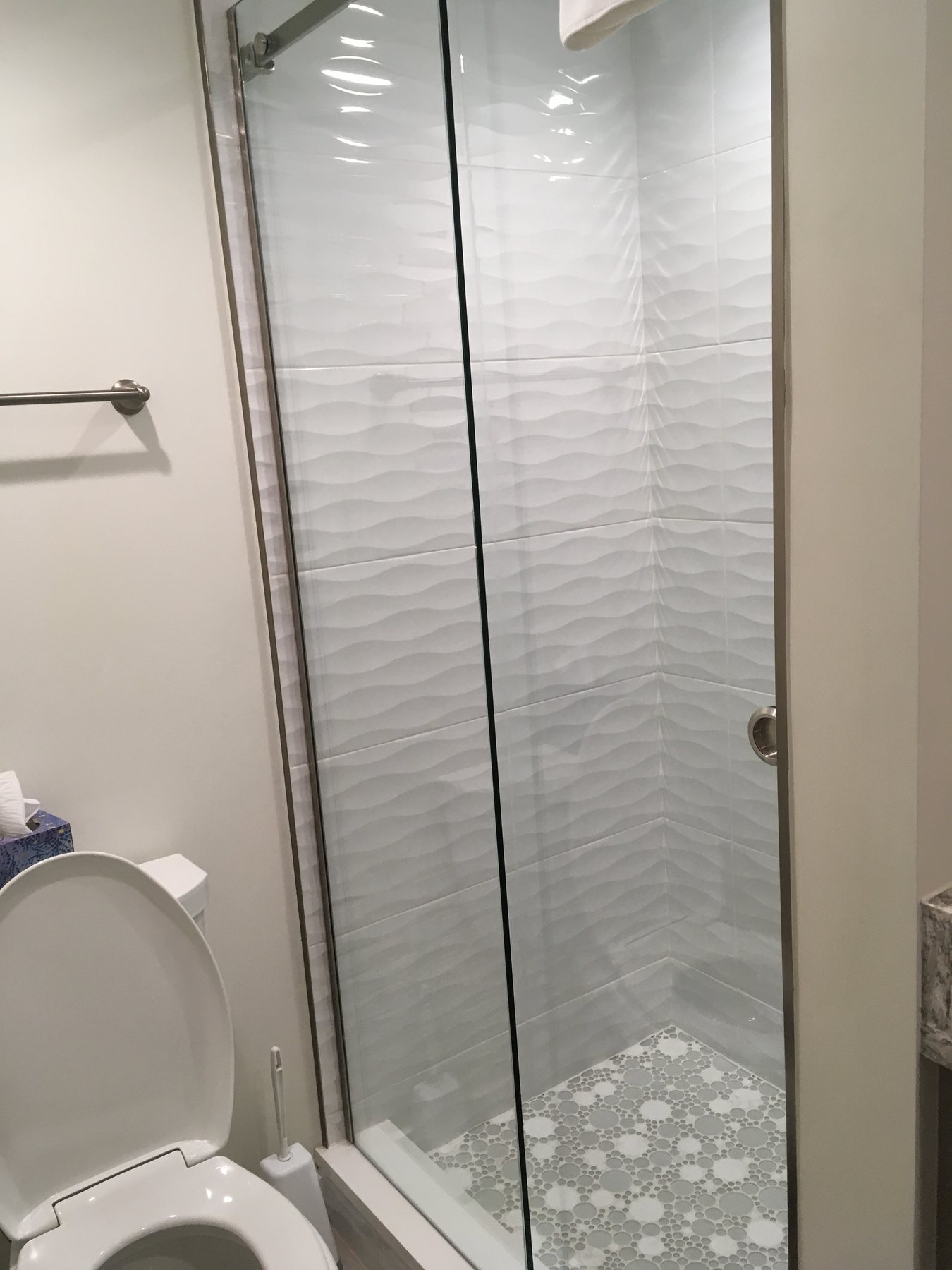 Glass shower and tile work
