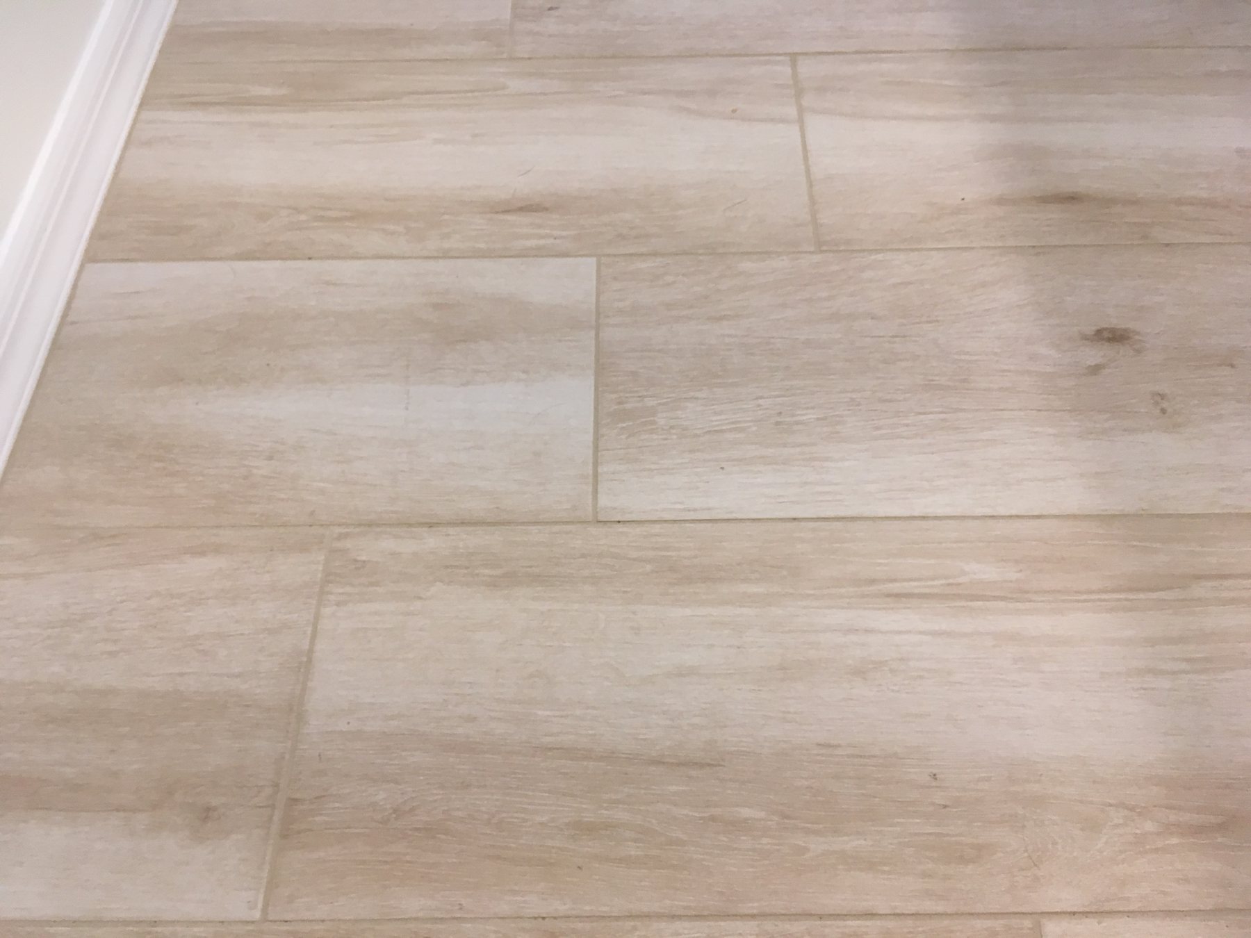 Wood-look tile flooring