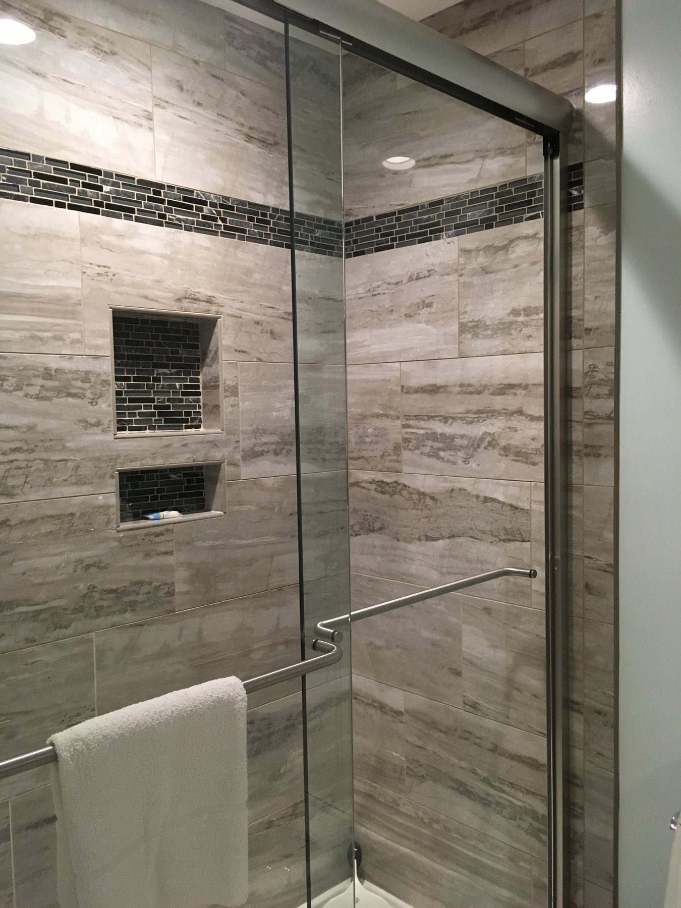 Glass shower and tile work